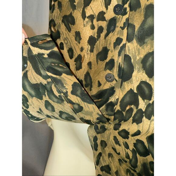 Vintage Chaus Women’s Blouse Leopard Animal Print Long Sleeve Button Front Chiff - Picture 6 of 13